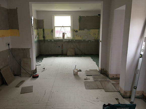 Laying Heat Mat To Kitchen Area